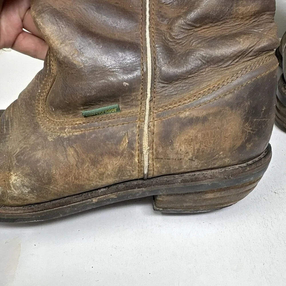 Vintage Style Dan Post Leather Pull On Roper Boots Heavily Worn Patina Mens 12D